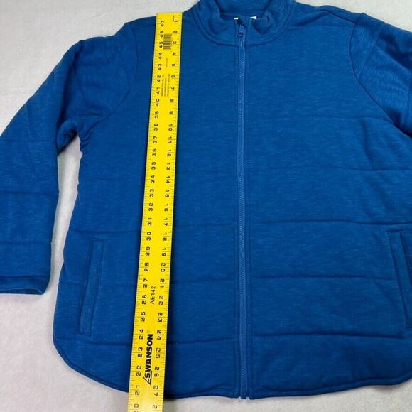 J. Jill Fit Jacket Womens XL Imperial Blue Quilted Knit Zip UP Comfy Curved Hem - Picture 4 of 8